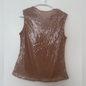 Missguided Shimmering Sequin Tank Top - Tan
